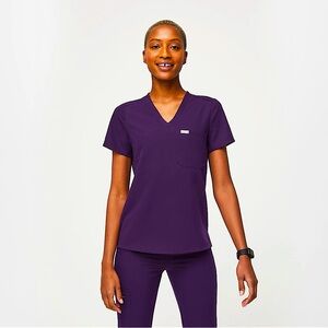 FIGS purple jam catarina one pocket scrub top size M
